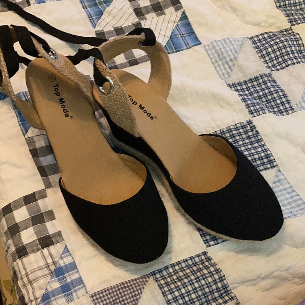 Top Moda Black Espadrille Heels